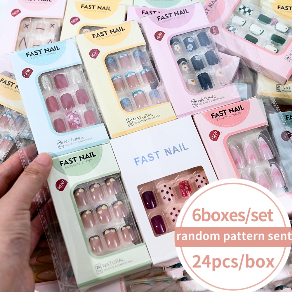 Nail Art Aesthetic - 6 Cajas/Set de Uñas Postizas Cortas