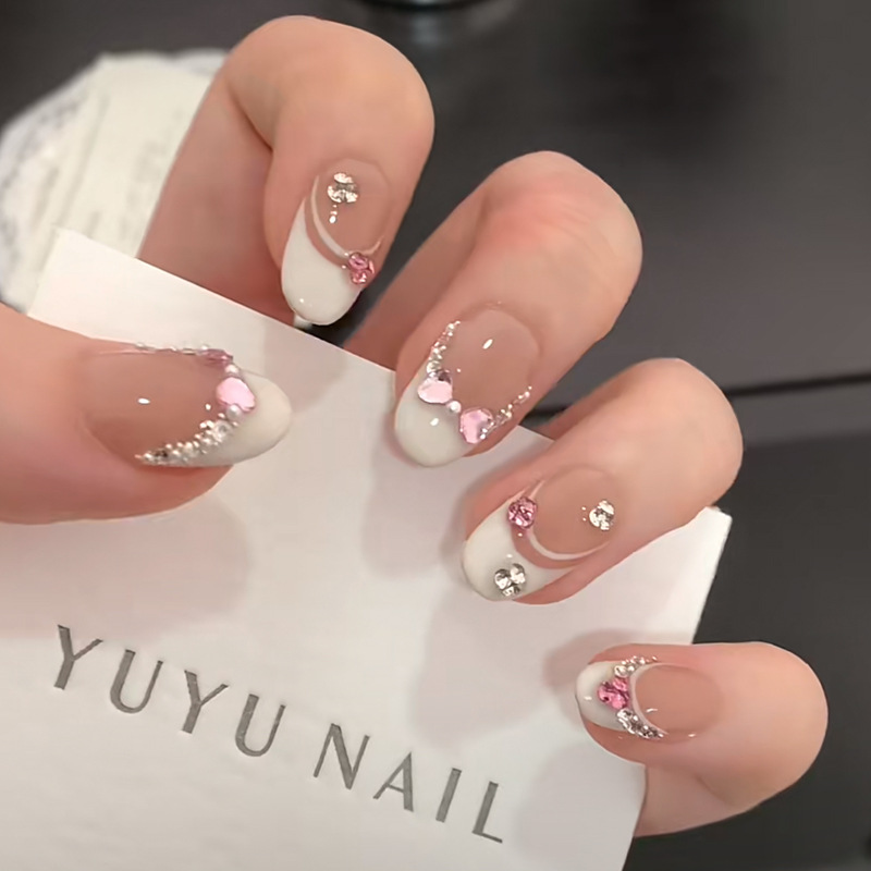 Nail Art Oval - 10 Uds. De manicura blanca, francesa,