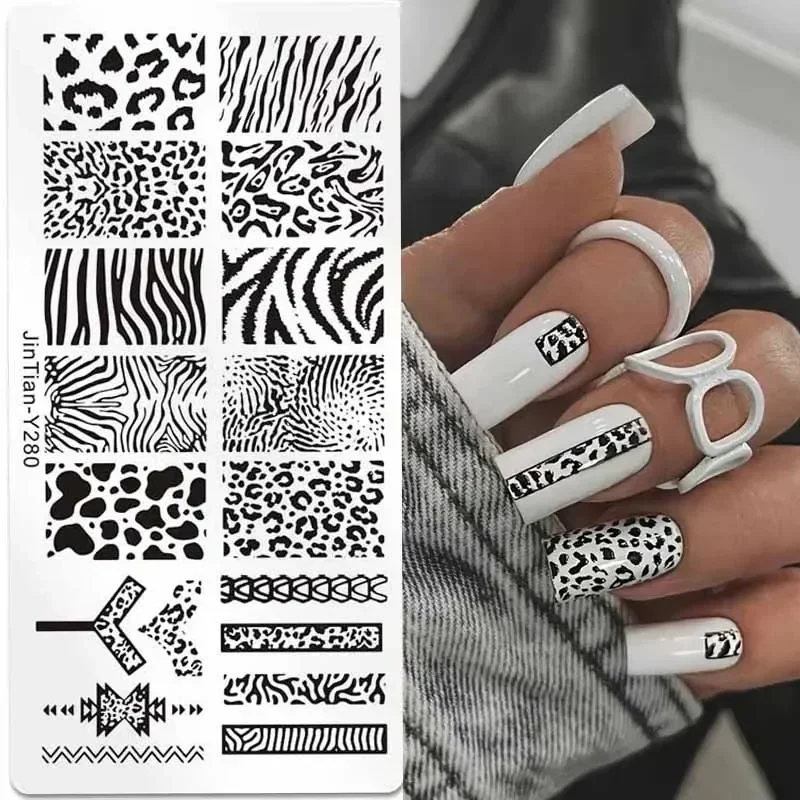 Nail Art Zebra - Placas de estampado de leopardo y