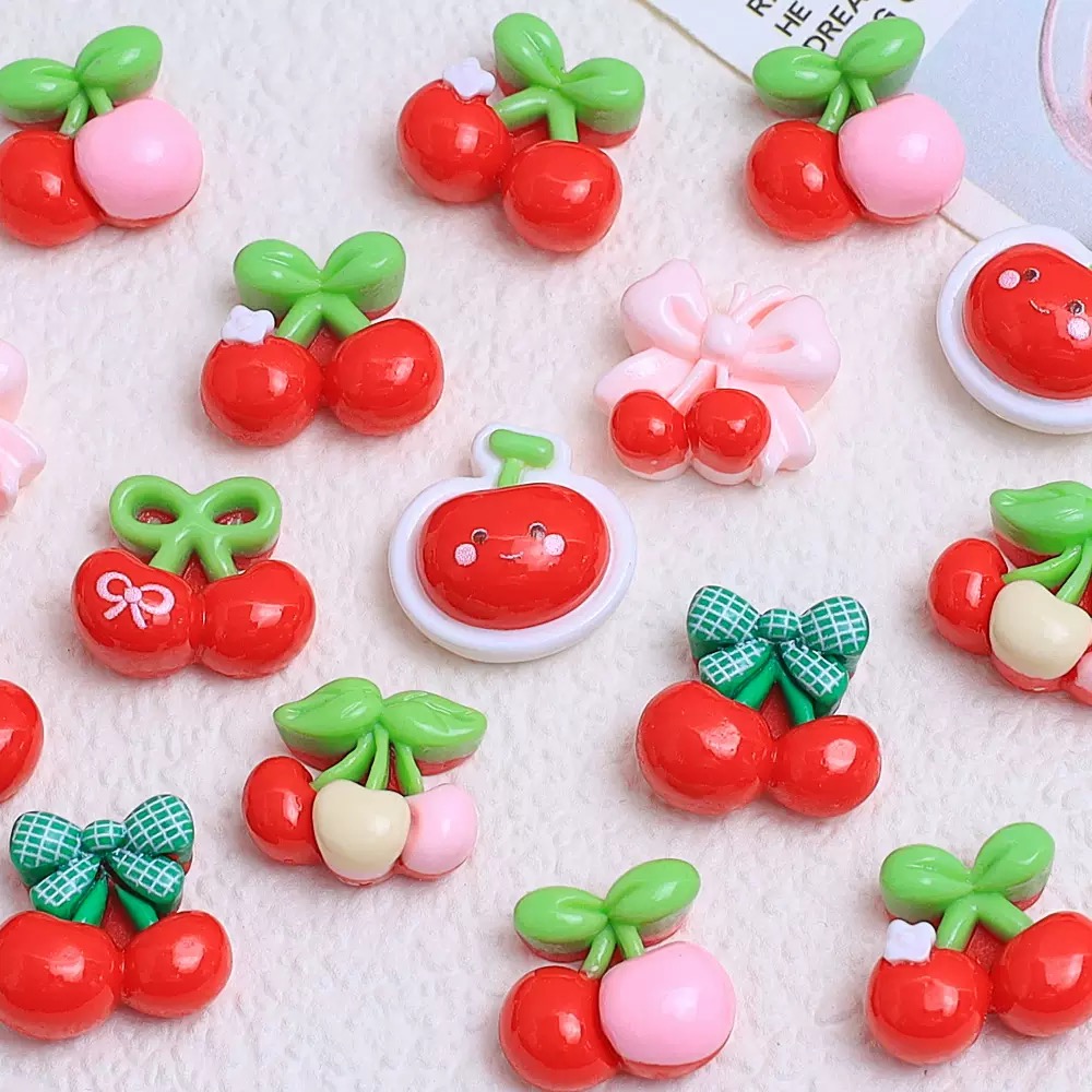 Nail Art Red Cherry - 20 piezas Mini dibujos animados con