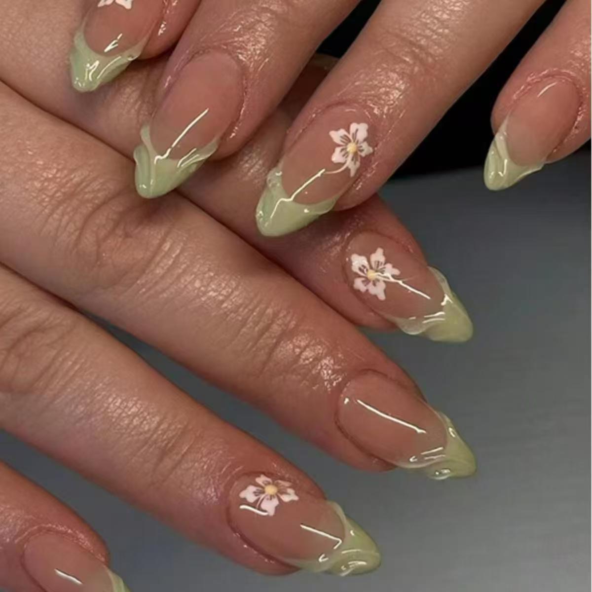 Nail Art Oval - 24 Uds. De uñas postizas francesas