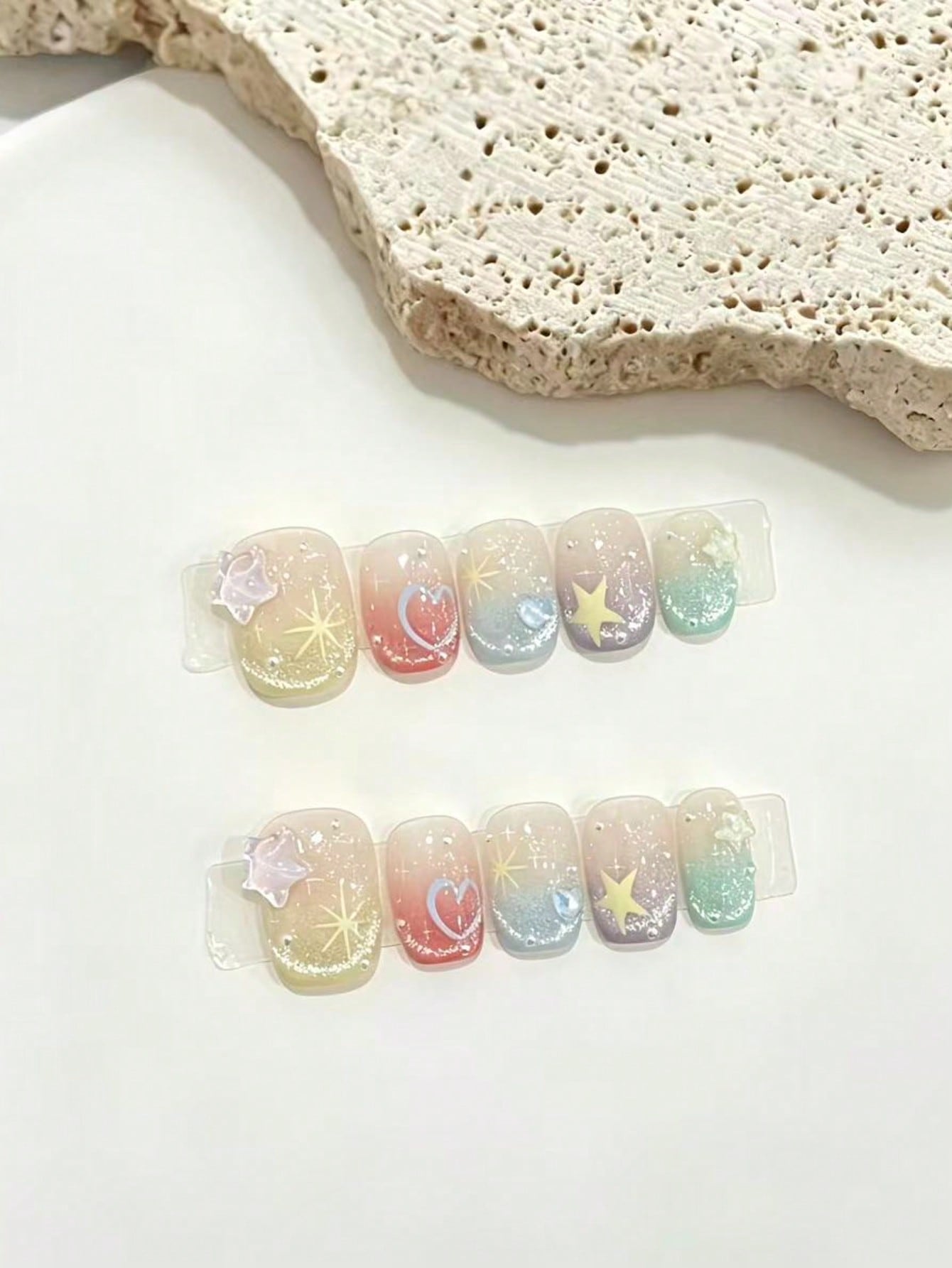 Nail Art Fake Nails - Juego de 10 Uñas Postizas Cortas