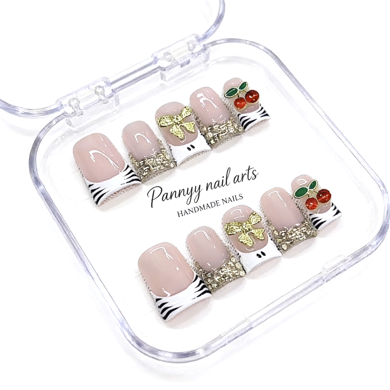 Nail Art Zebra - Uñas Postizas de Puntas de Pato,