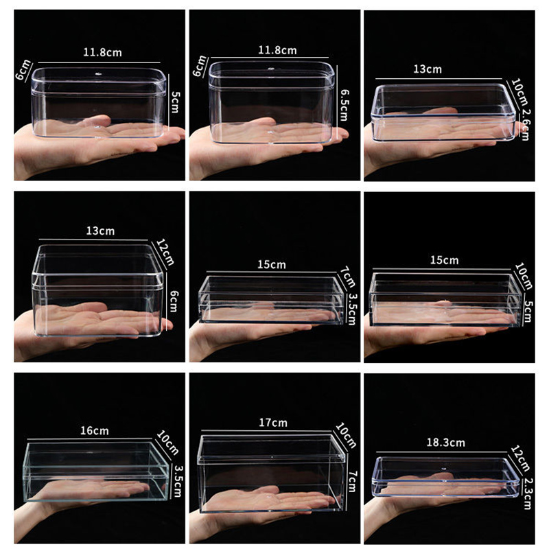 Acrylic Powder Clear - Cajas de acrílico transparente con tapa,