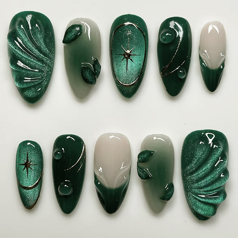 Nail Art Oval - Juego de 24 Uñas Postizas Francesas