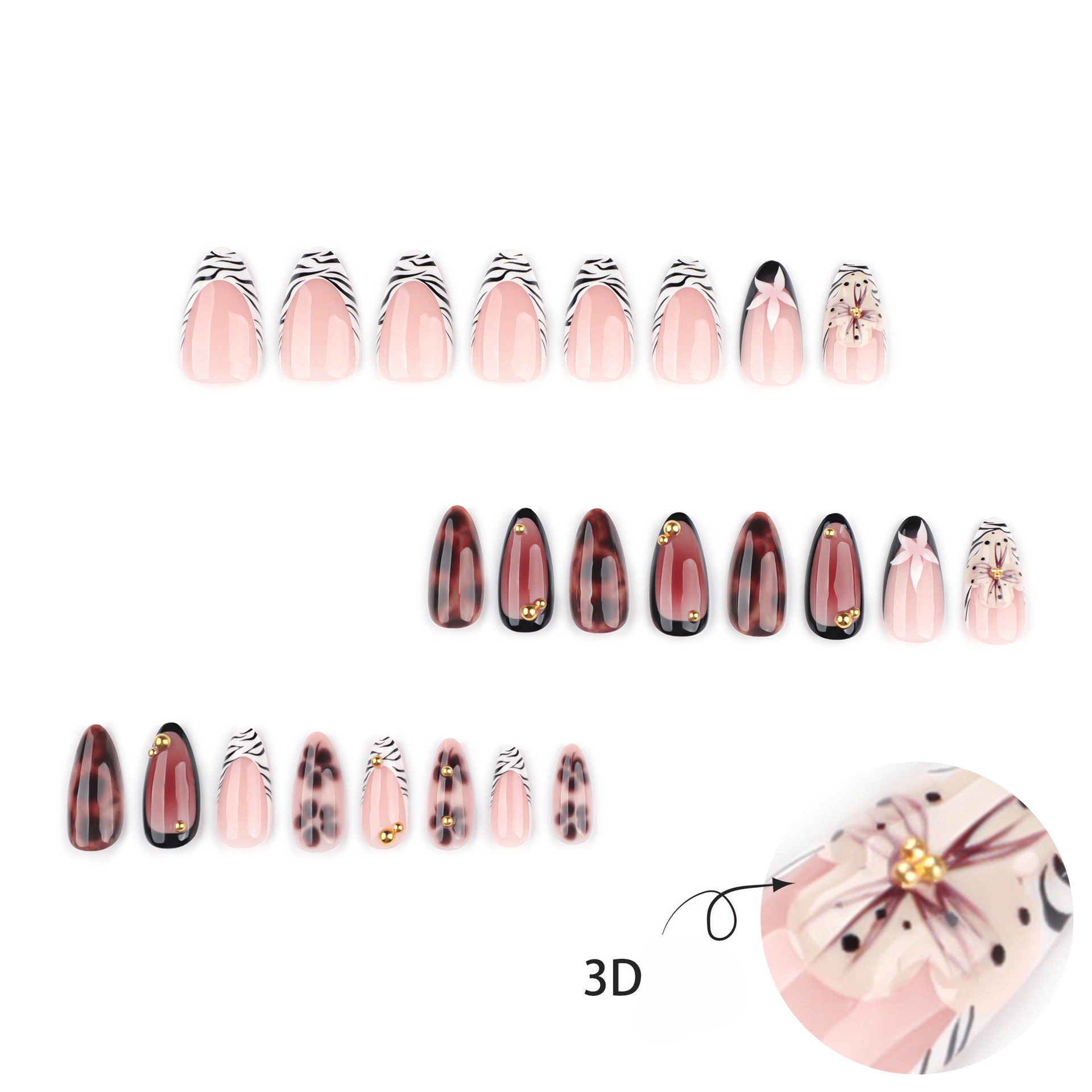 24 Uñas Postizas Francesas con - Nail Art Zebra reseña y precio
