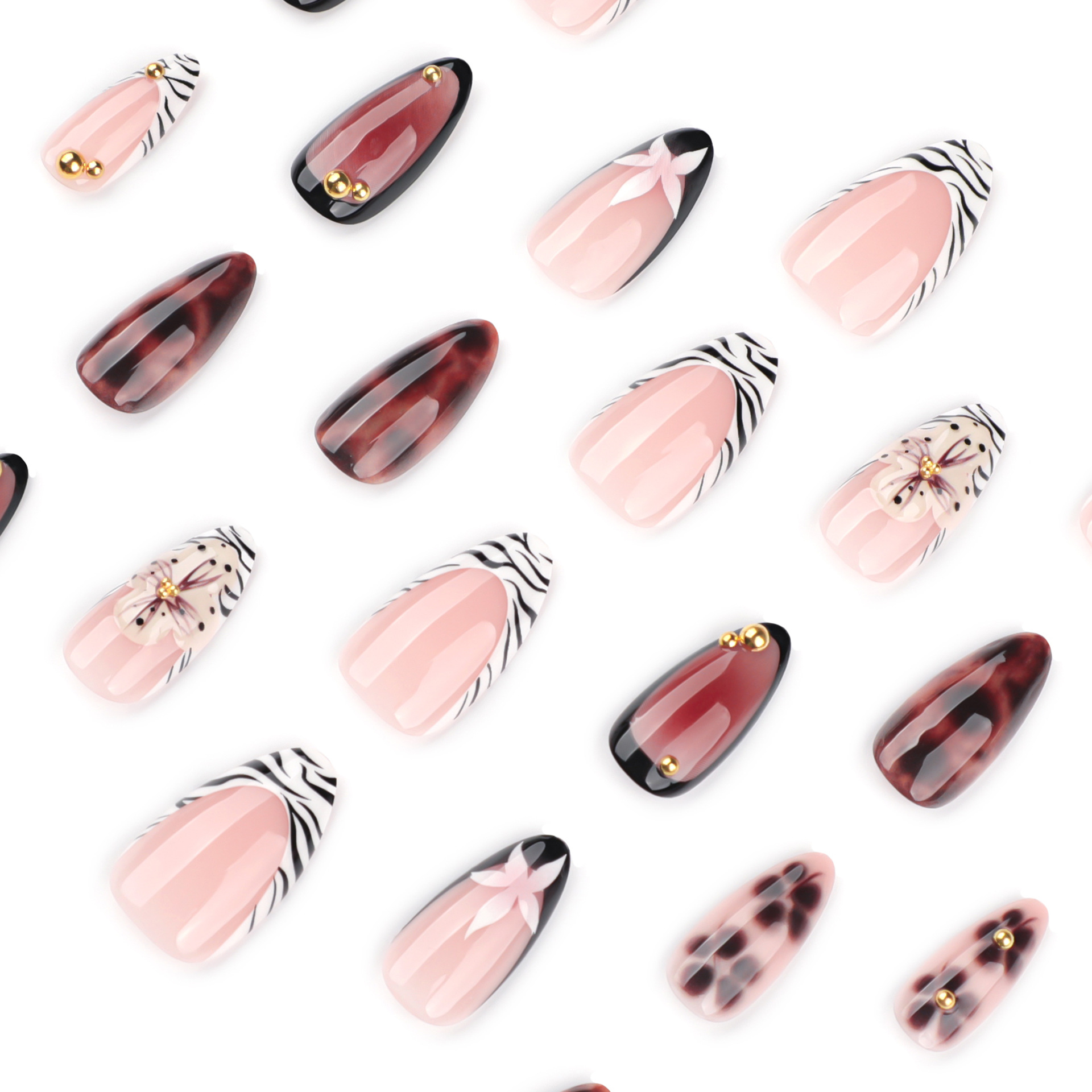 24 Uñas Postizas Francesas con - Nail Art Zebra reseña y precio