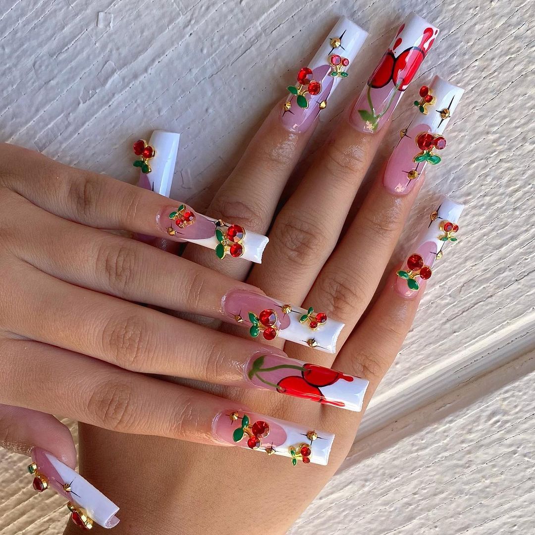 20 unids/bolsa de dijes de uña - Nail Art Red Cherry reseña y precio