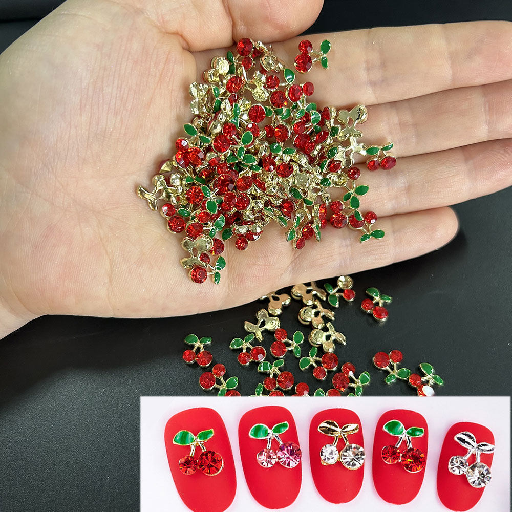 20 unids/bolsa de dijes de uña - Nail Art Red Cherry reseña y precio