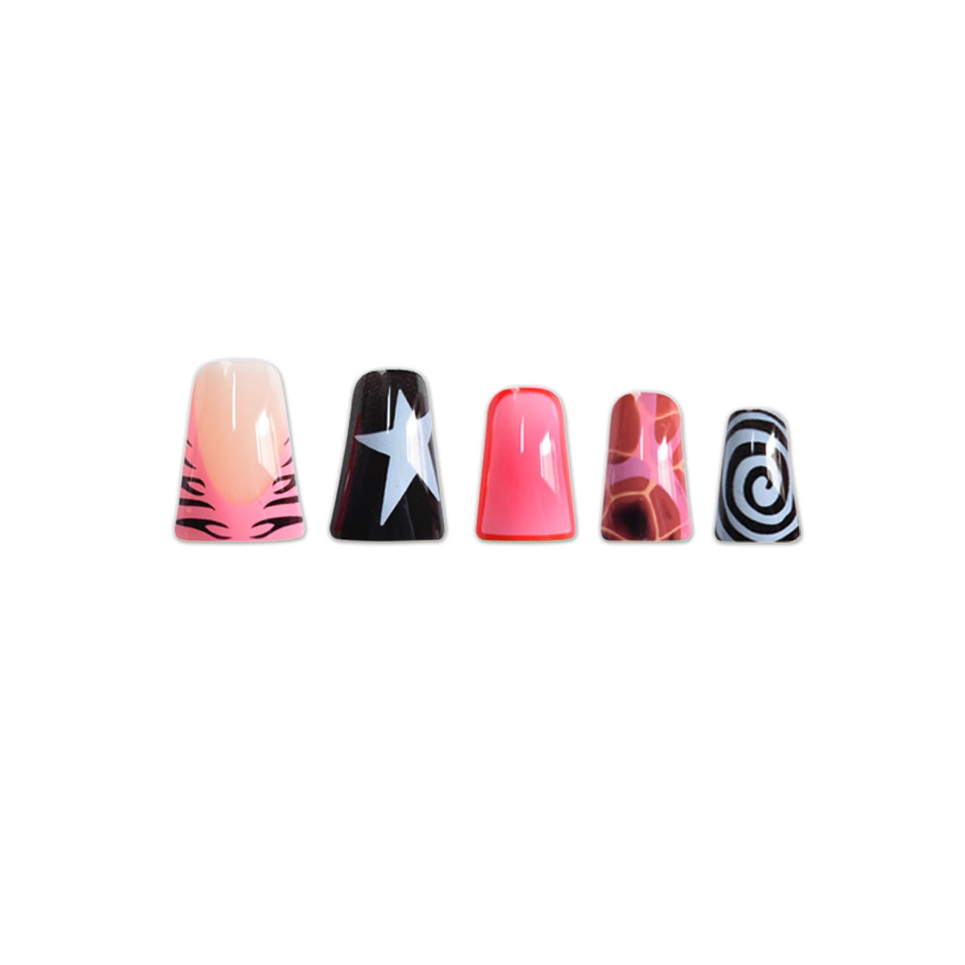 24 Uñas Postizas Rosa y Negras - Nail Art Zebra reseña y precio