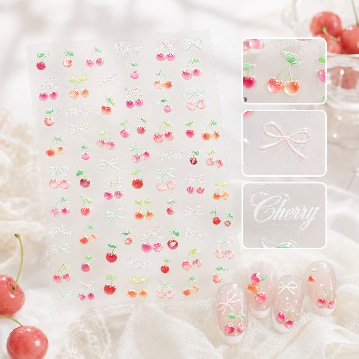 Adhesivos para Uñas 5D con Dis - Nail Art Red Cherry reseña y precio