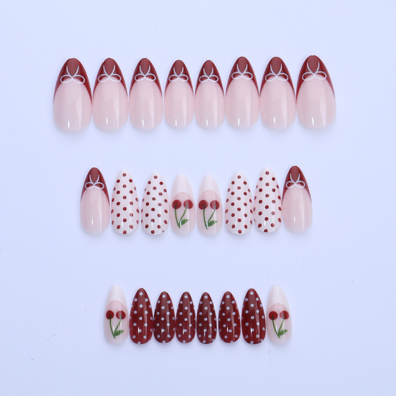24 Uñas Postizas Francesas Roj - Nail Art Red Cherry reseña y precio