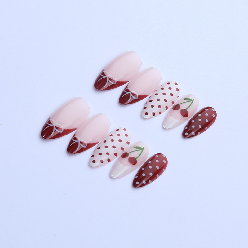 24 Uñas Postizas Francesas Roj - Nail Art Red Cherry reseña y precio