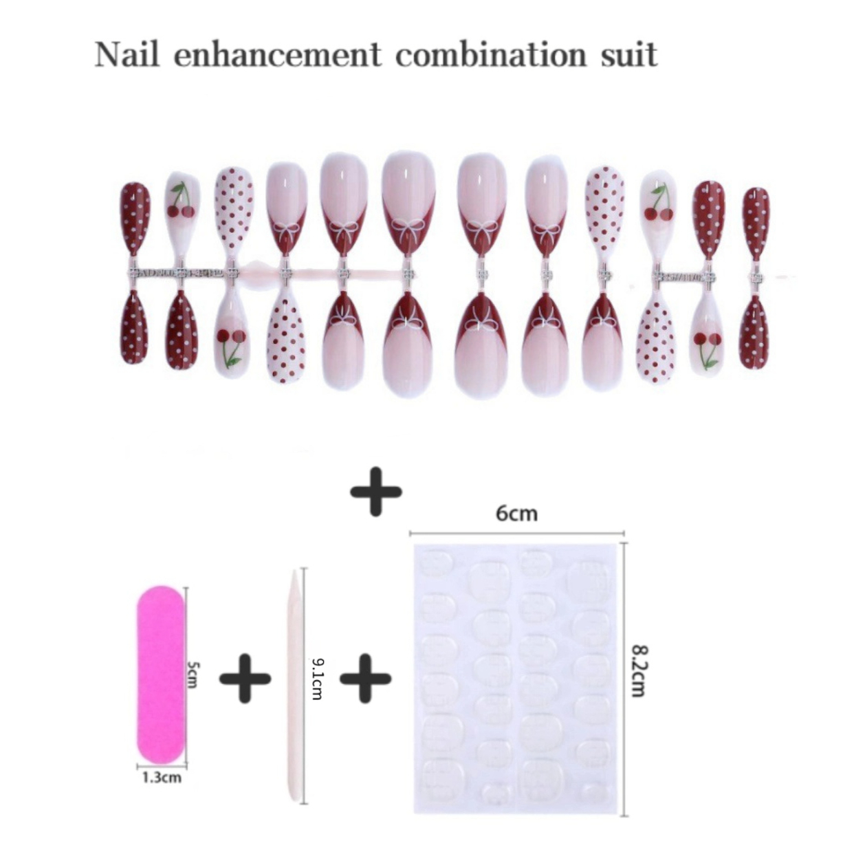 24 Uñas Postizas Francesas Roj - Nail Art Red Cherry reseña y precio