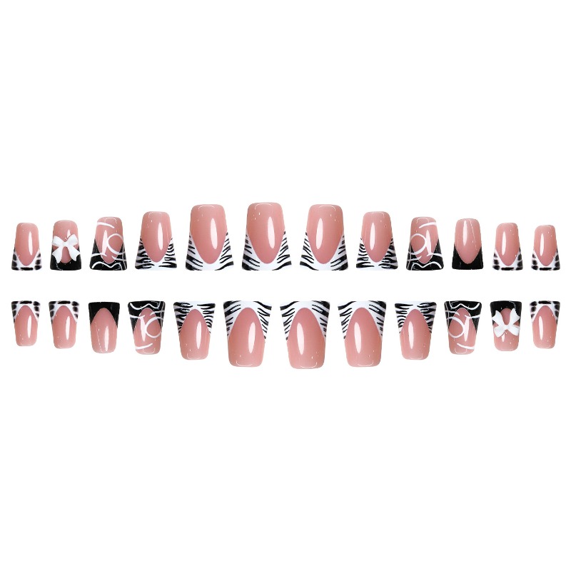 24 Uñas Postizas Negras Simple - Nail Art Zebra reseña y precio