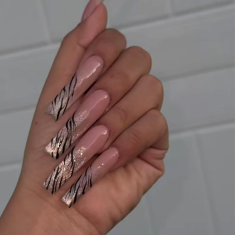 24 Uñas Postizas Largas con Fo - Nail Art Zebra reseña y precio