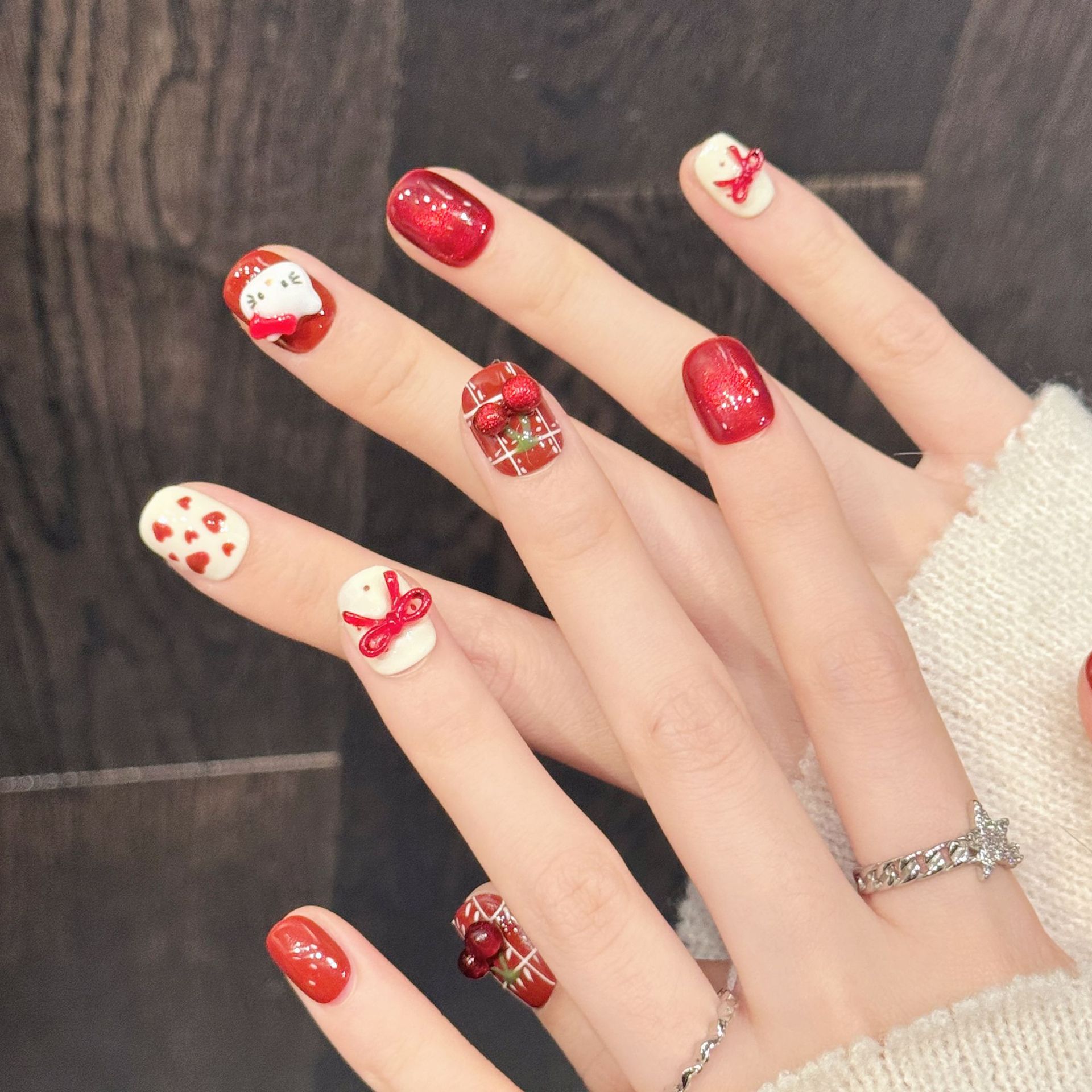 10 Uds. Uñas Postizas Hechas a - Nail Art Red Cherry reseña y precio