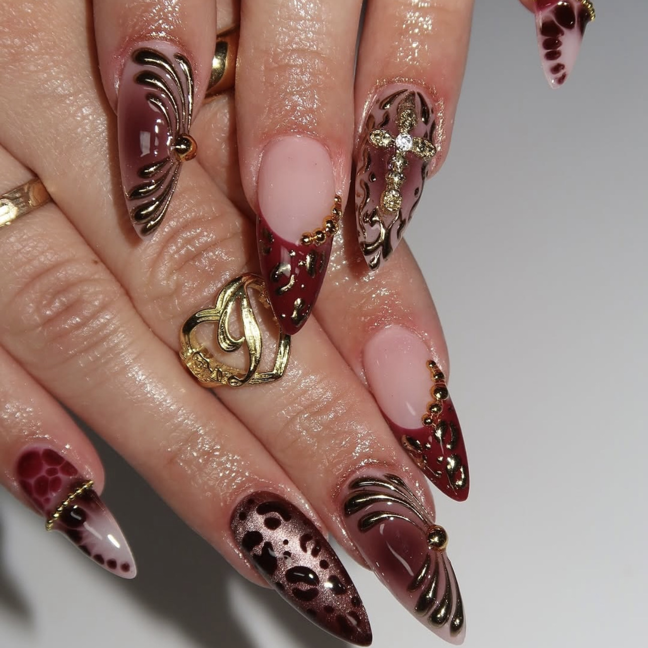 Uñas postizas color rojo vino  - Nail Art Fake Nails reseña y precio