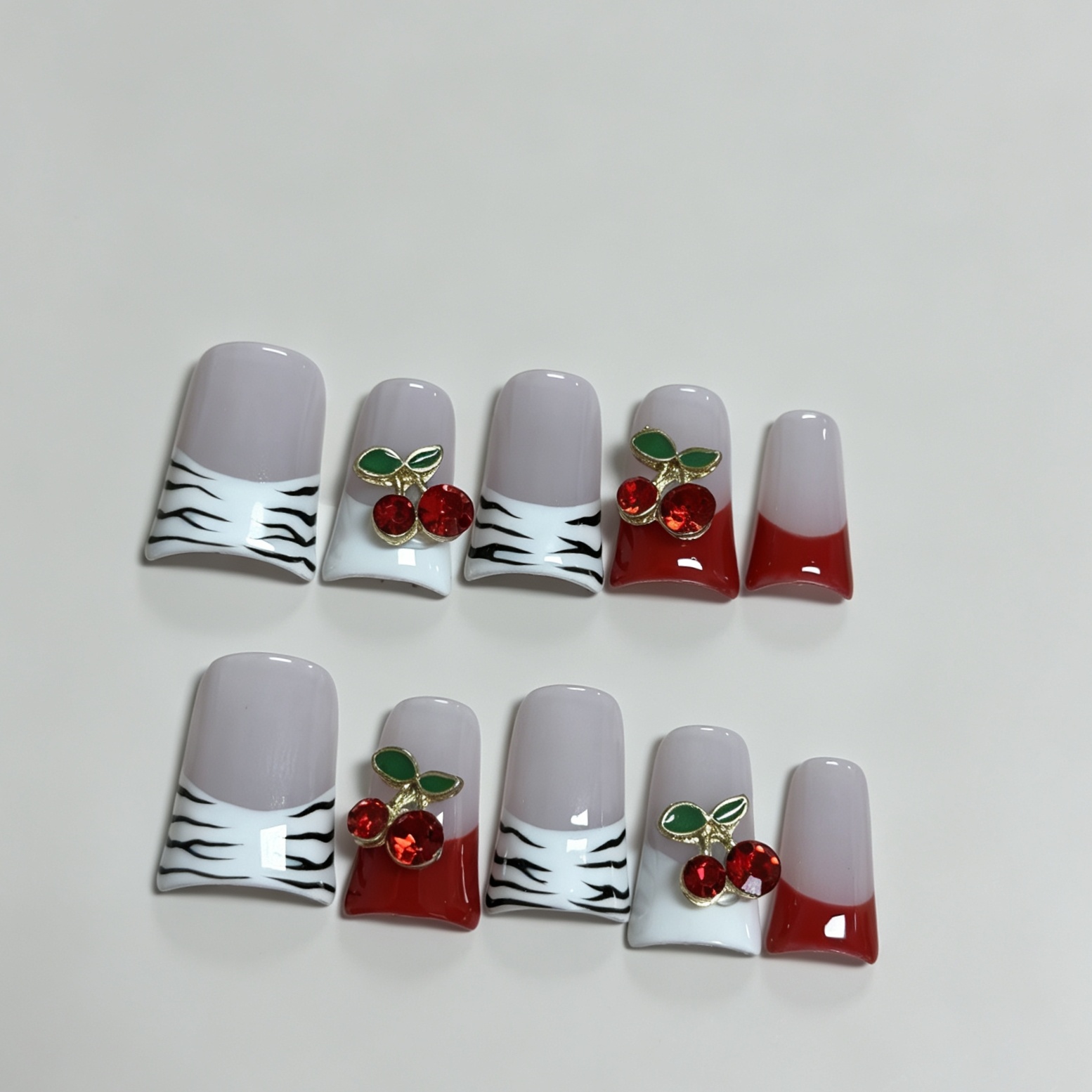 Uñas postizas cuadradas median - Nail Art Red Cherry reseña y precio