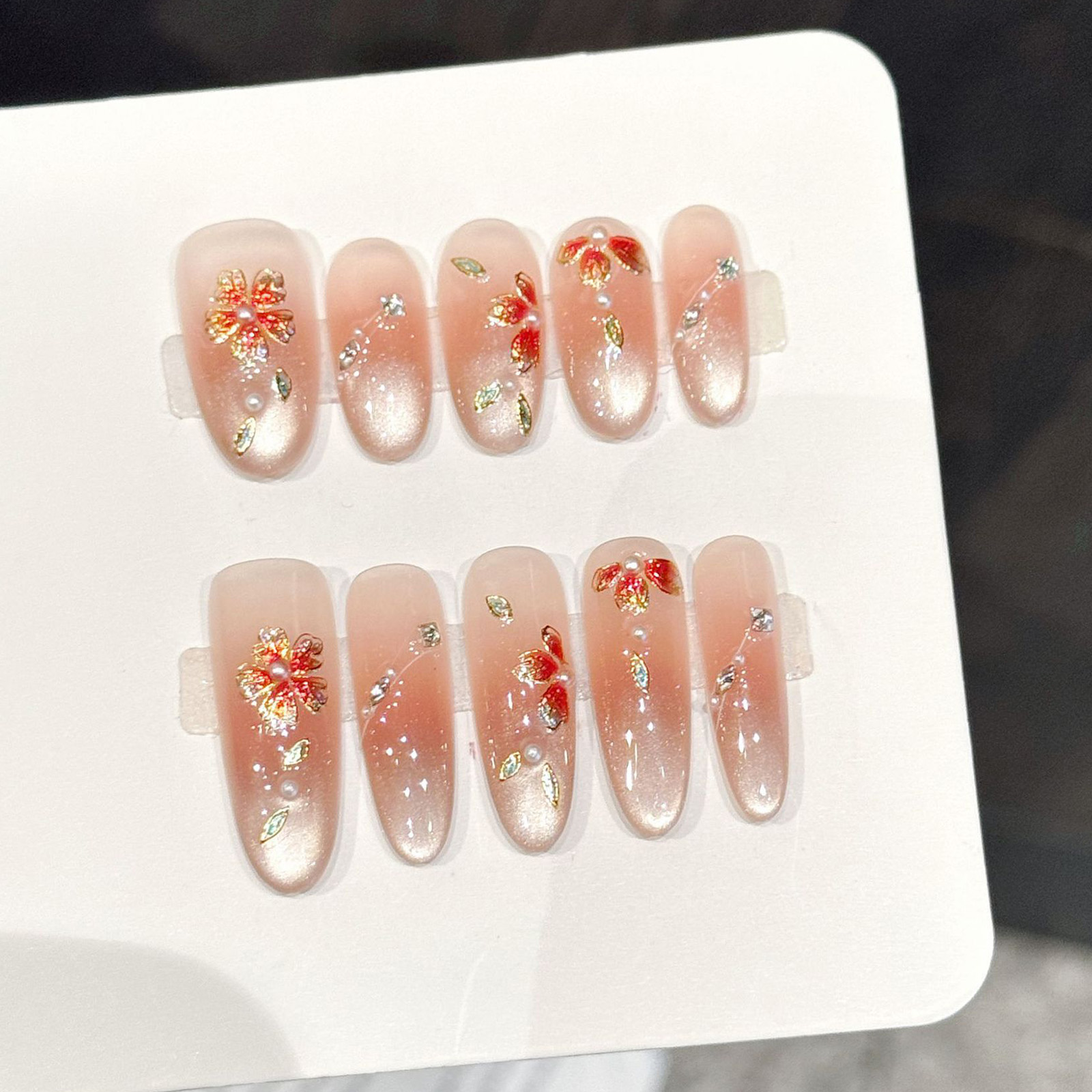 10 Uds uñas postizas hechas a  - Nail Art Oval reseña y precio